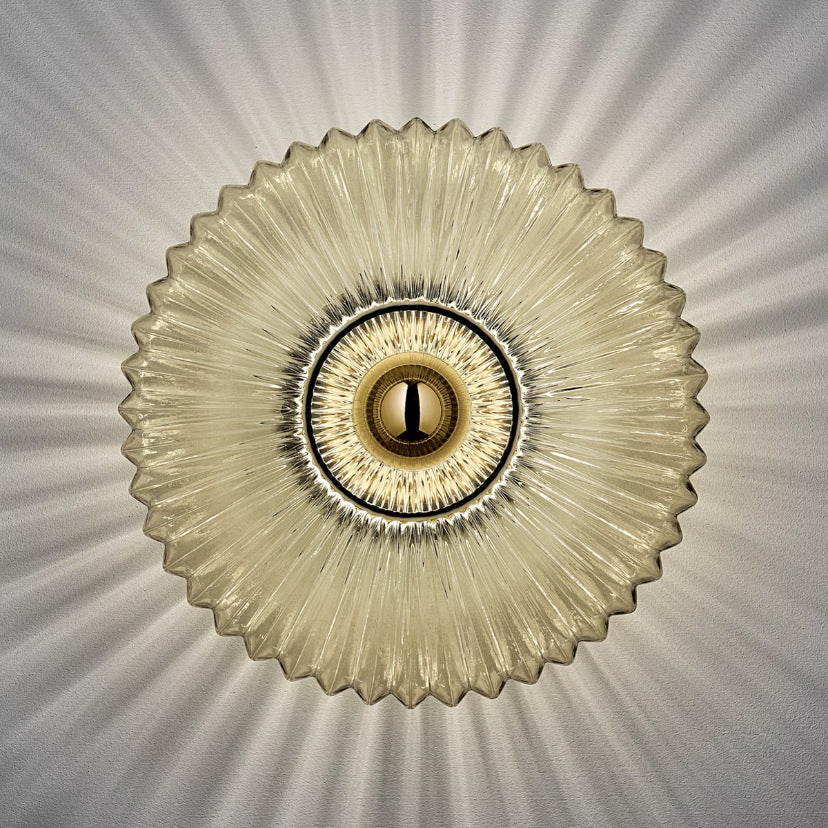 Nordic Vintage Glass Wall Sconce | Striped Round Disc Light