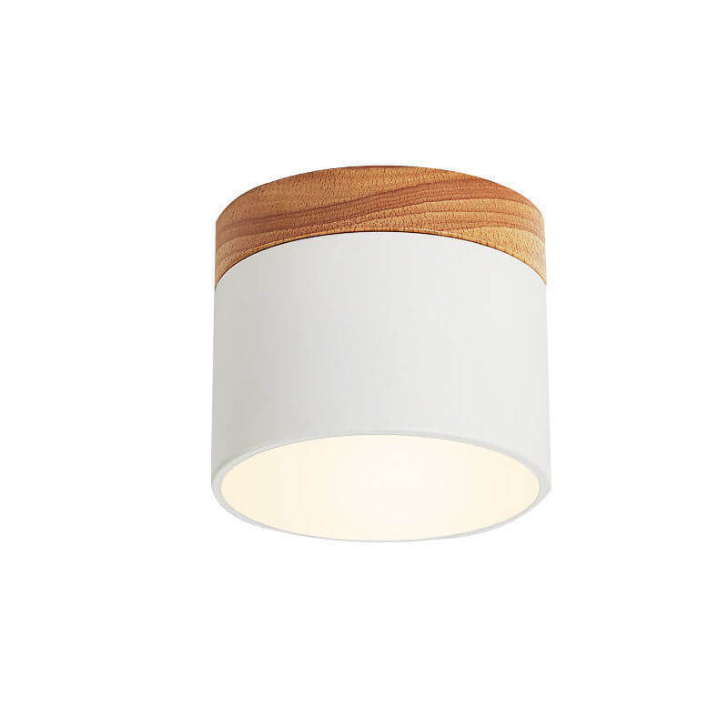 Scandinavian Macaron LED Ceiling Light | Wooden Accent Flush Mount