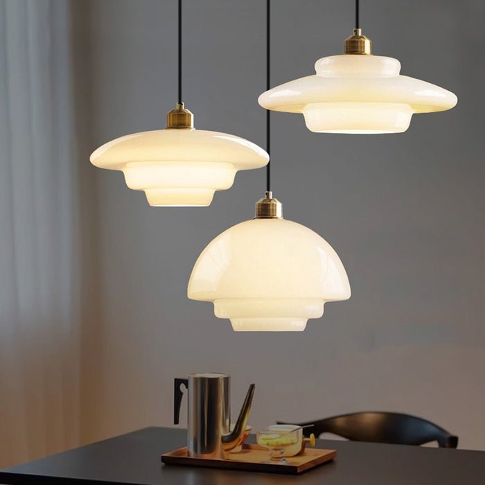 White Glass Pendant Light | Modern Mid-Century Elegance