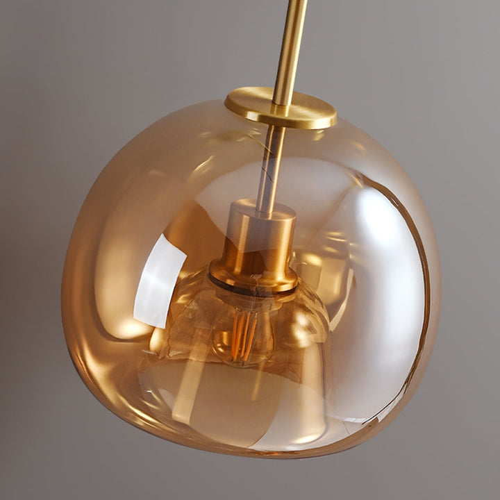 Vintage Bubble Glass Ceiling Light | Retro Amber Glass Pendant
