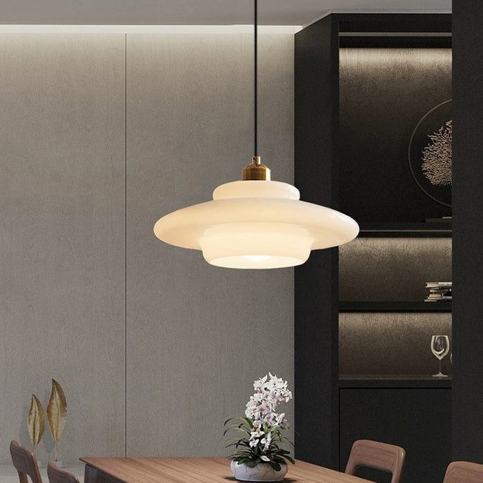White Glass Pendant Light | Modern Mid-Century Elegance
