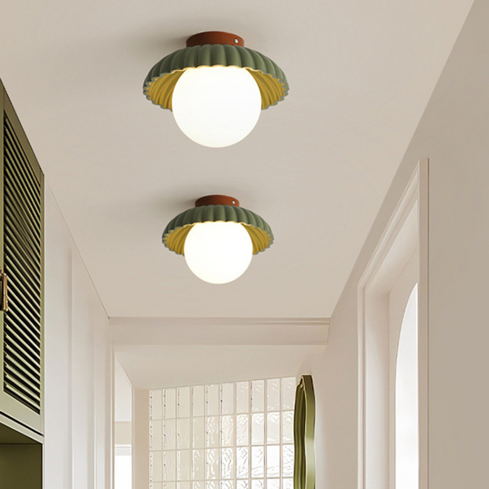 Iron Hallway Ceiling Light | Modern Glass & Metal Flush Mount