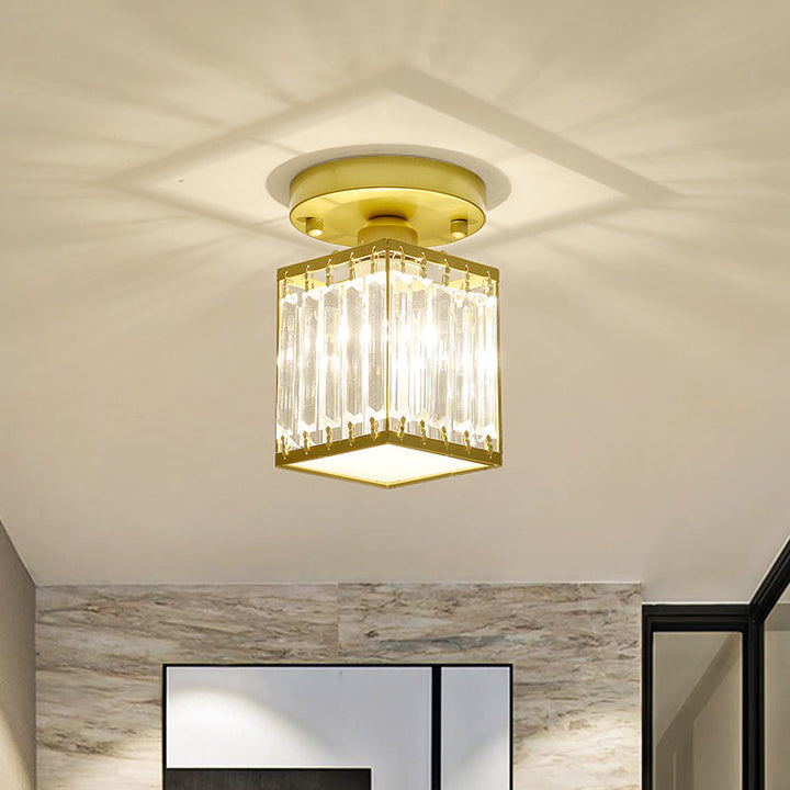 Crystal Foyer Ceiling Light | Modern Semi-Flush Design