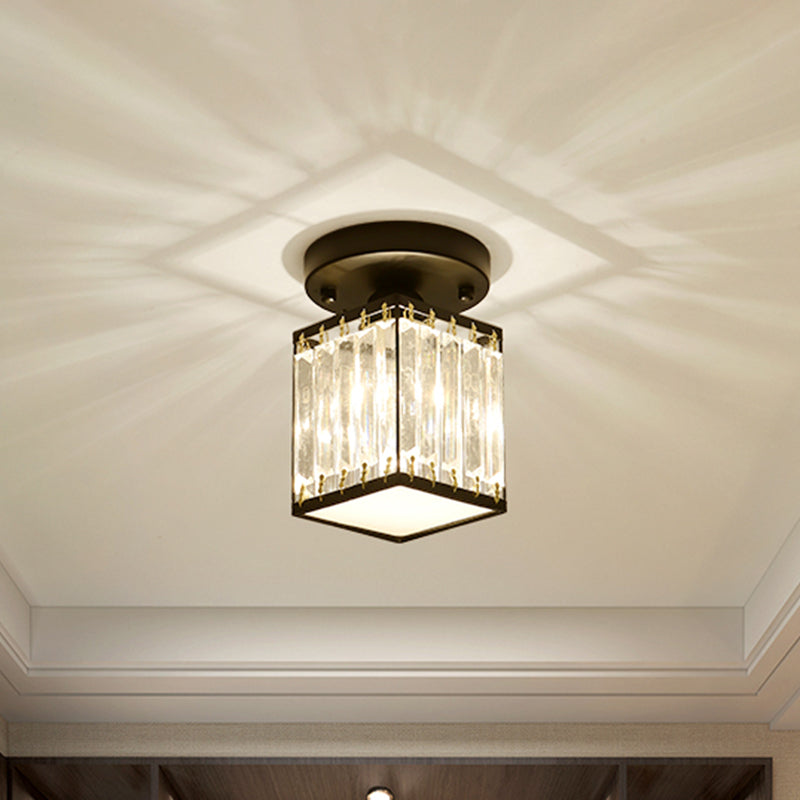 Crystal Foyer Ceiling Light | Modern Semi-Flush Design