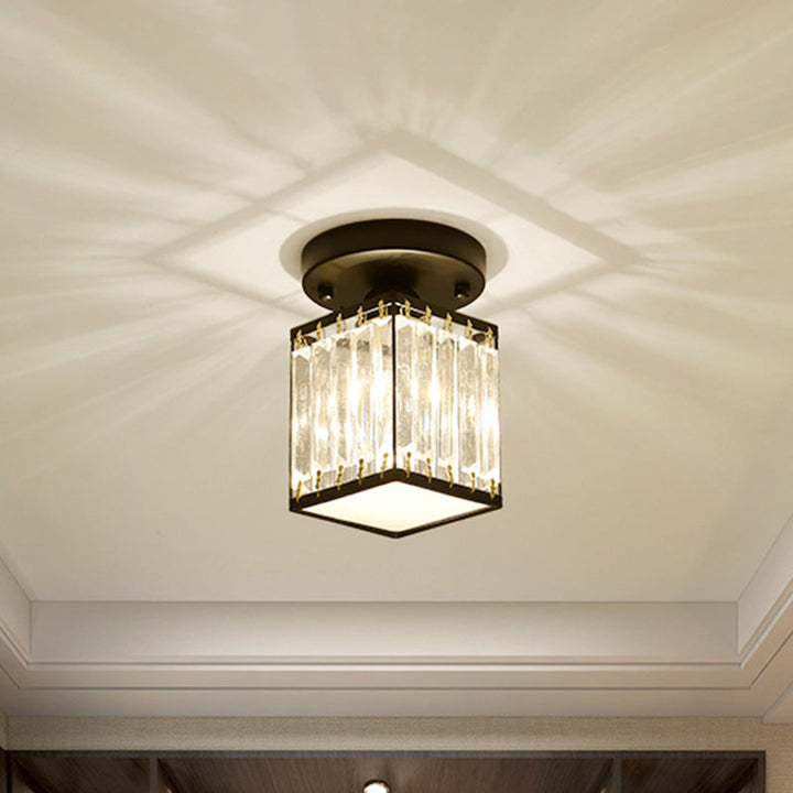 Crystal Foyer Ceiling Light | Modern Semi-Flush Design