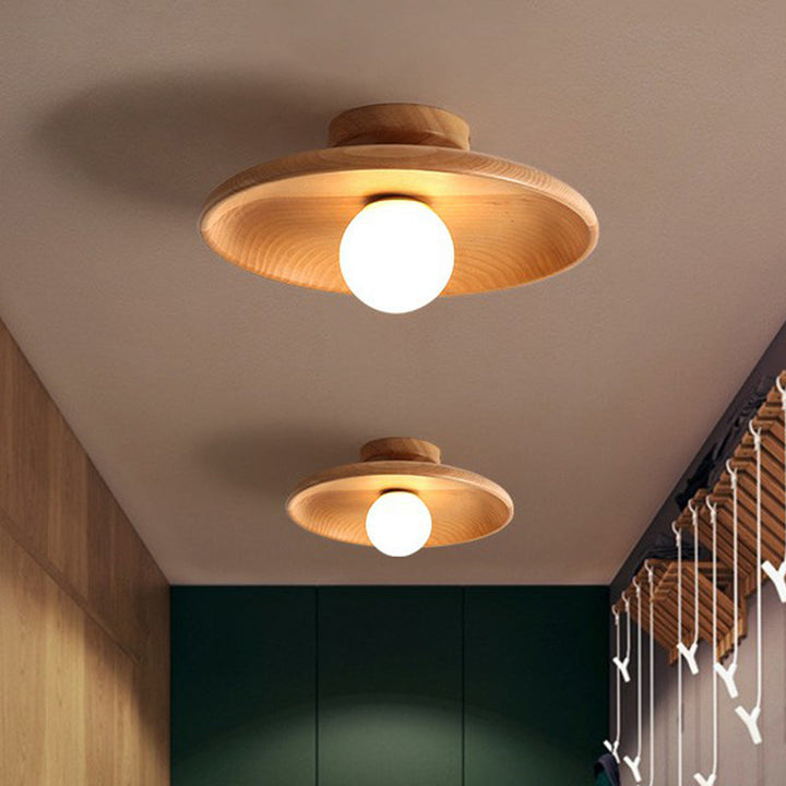 Modern Wooden Ceiling Light | Minimalist Semi-Flush Mount