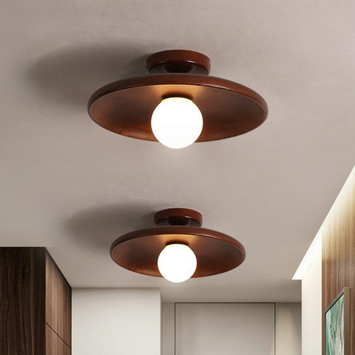 Modern Wooden Ceiling Light | Minimalist Semi-Flush Mount