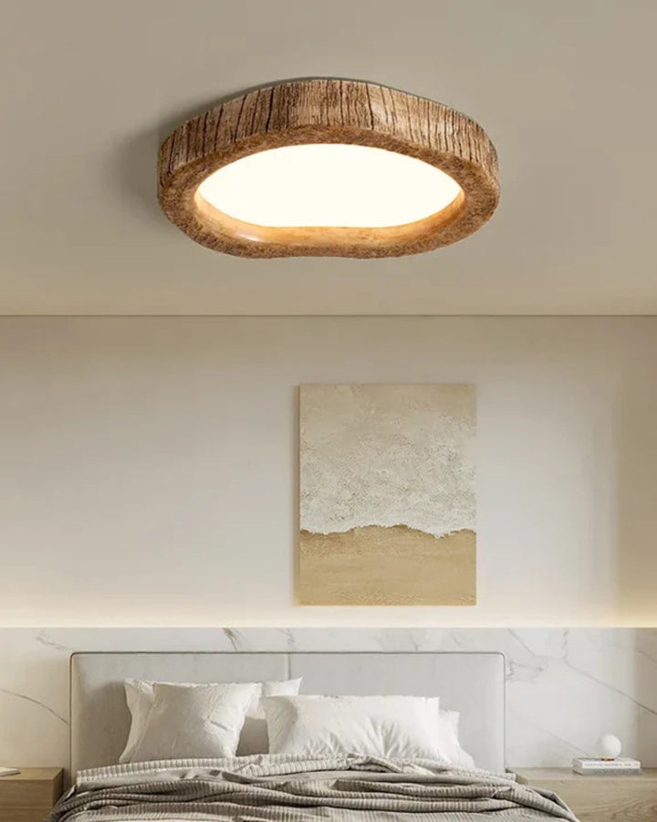 Le Halo Bois Ceiling Light | Rustic Wood-Inspired LED Lamp