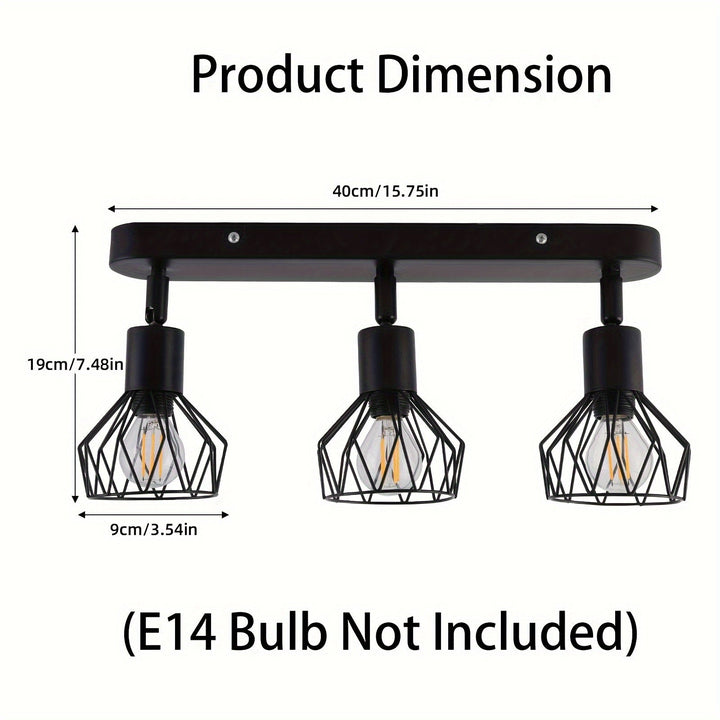 Vintage 3-Light Ceiling Spotlight | Industrial Black Metal Fixture