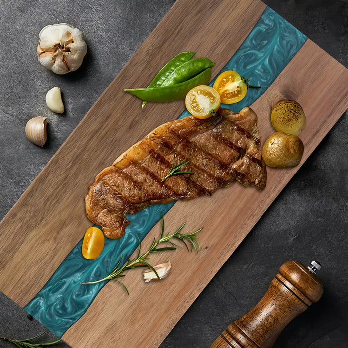 Resin River Cutting Board | Acacia Wood Charcuterie & Cheese Board