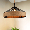 Rustic Hemp Rope Pendant Light | Vintage Farmhouse Ceiling Lamp