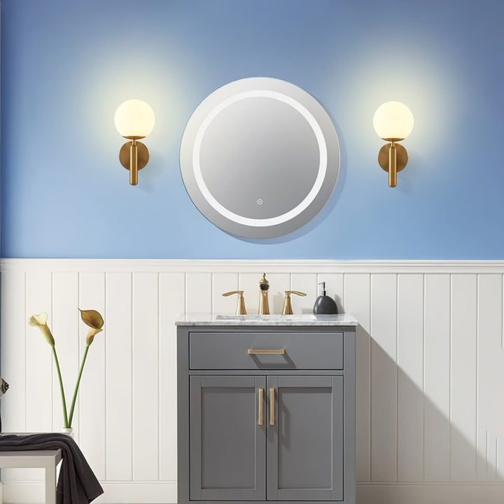 Modern Glass Globe Wall Sconce | Polished Metal Semi-Flush Mount Fixture