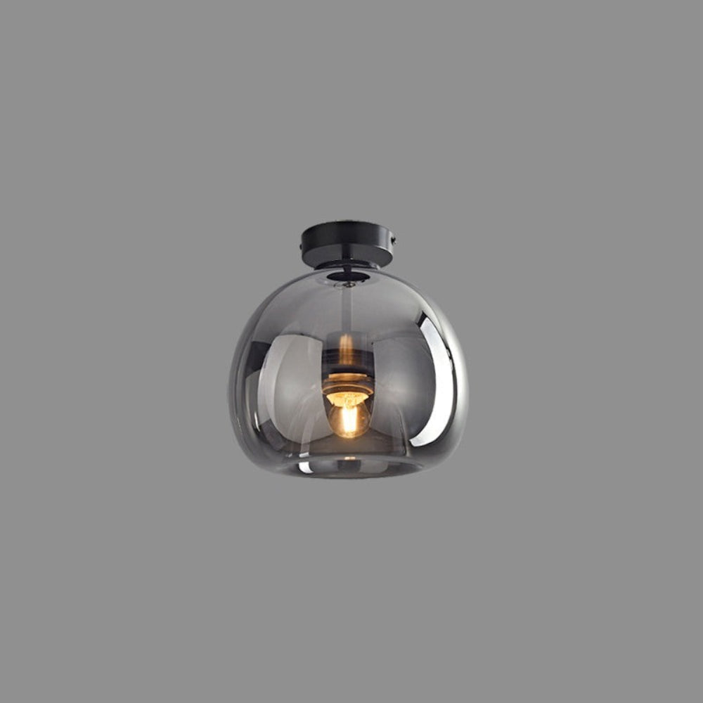 Vintage Bubble Glass Ceiling Light | Retro Amber Glass Pendant