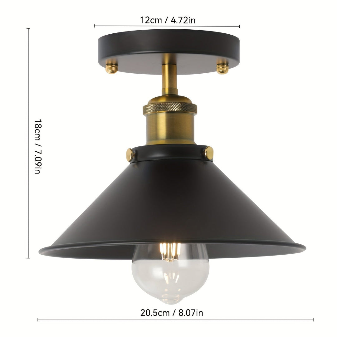 Industrial Black Semi Flush Mount Ceiling Light | Vintage Metal Pendant Fixture
