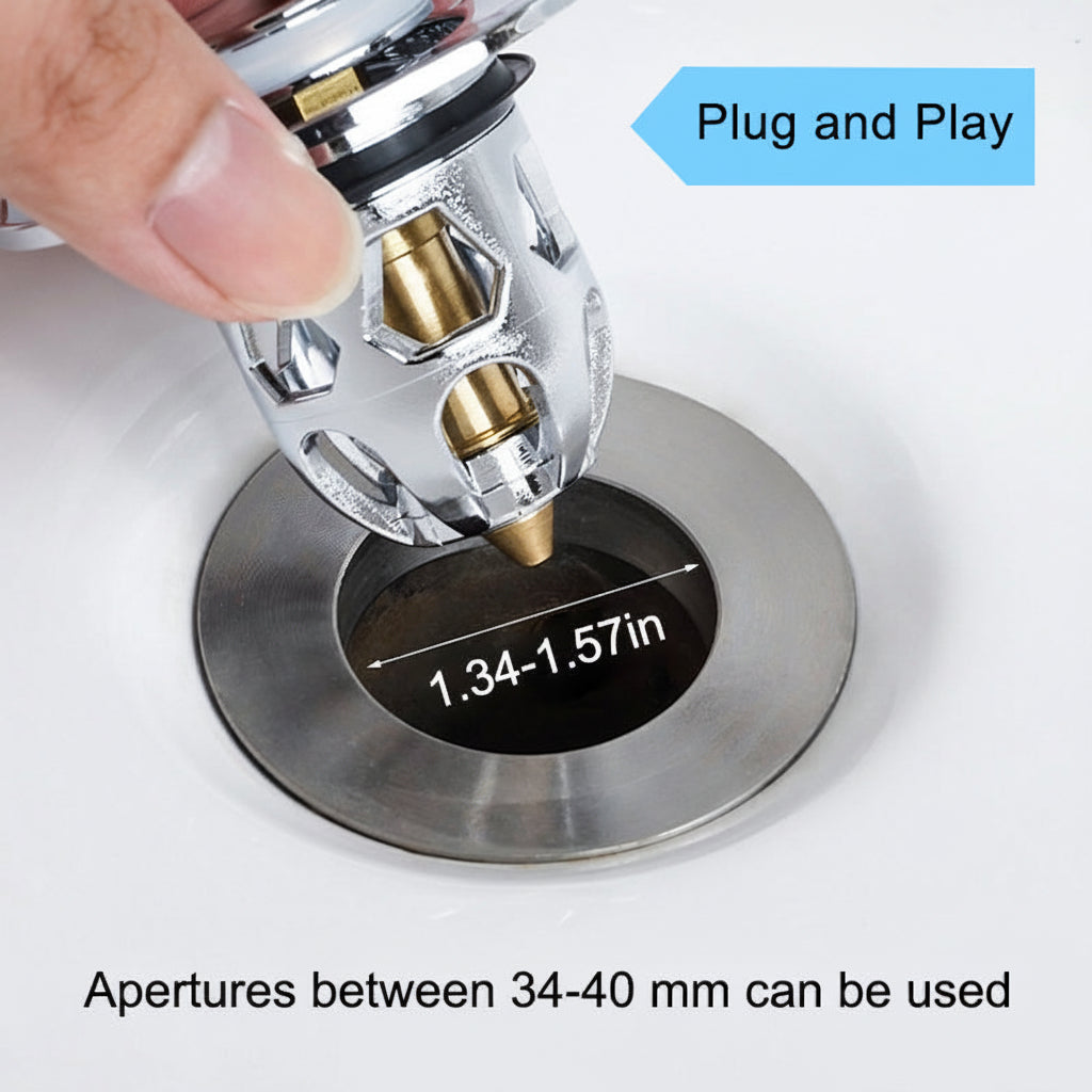 Sink Drain Stopper Pop Up Stainless Steel Anti Clog Bathroom Plug