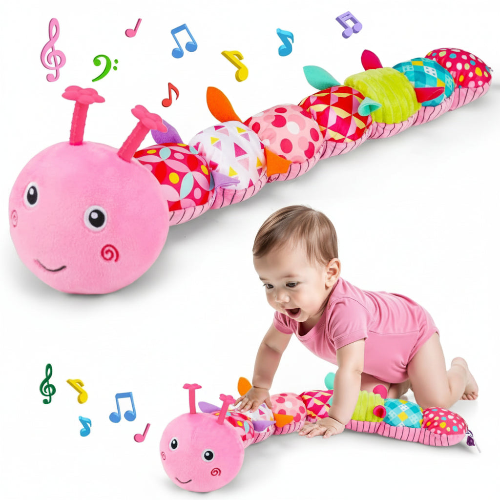 Baby Toys Sensory Caterpillar Plush Musical Tummy Time Toy