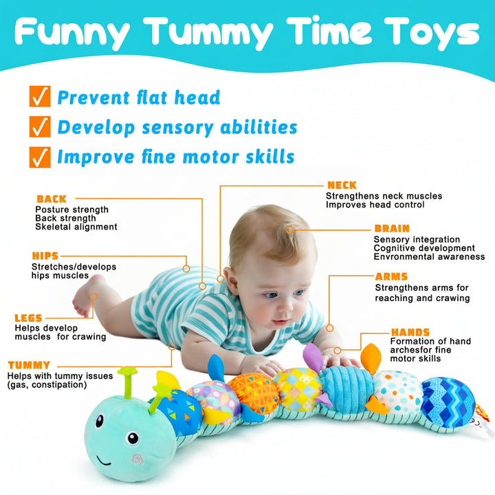 Baby Toys Sensory Caterpillar Plush Musical Tummy Time Toy