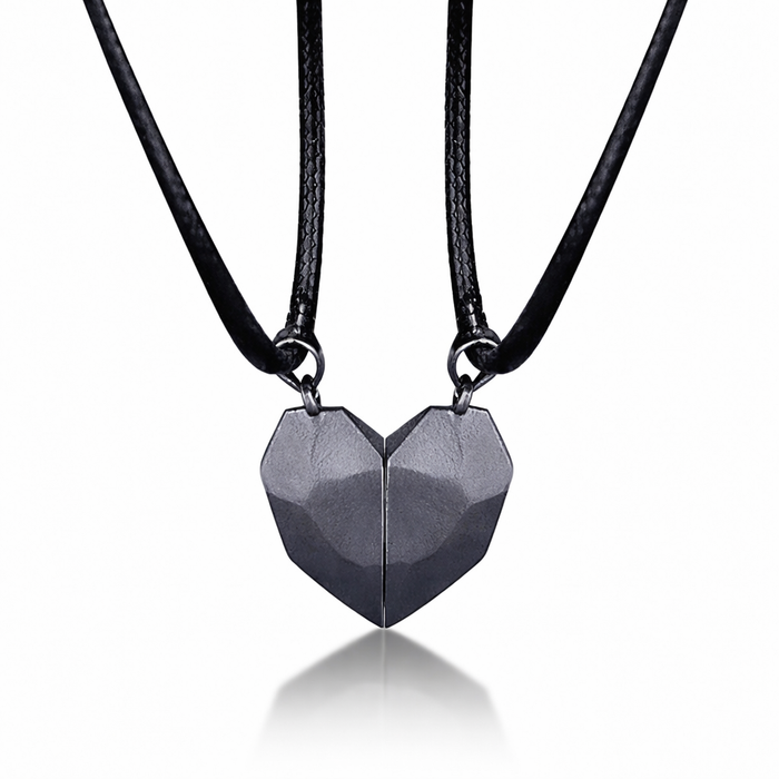 Necklace Couple Magnetic Heart Electrocardiogram Pendant Set