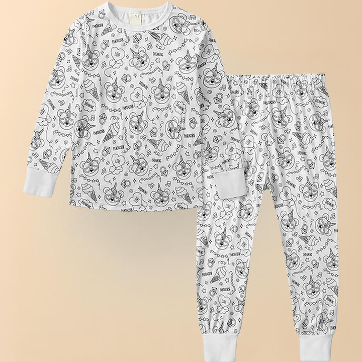 Kids Pajamas Creative Christmas coloring Set Children