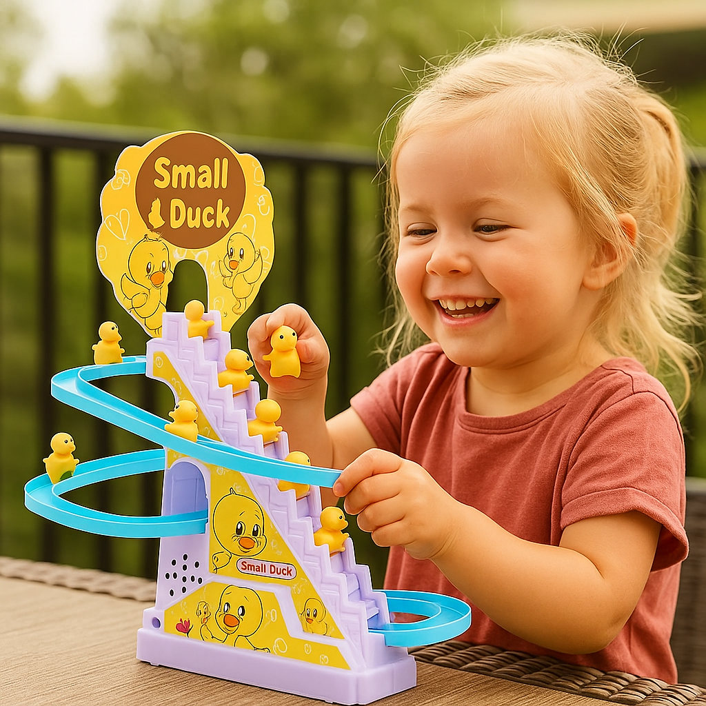 Kids Toy Duck Slide Interactive Music Light Playset