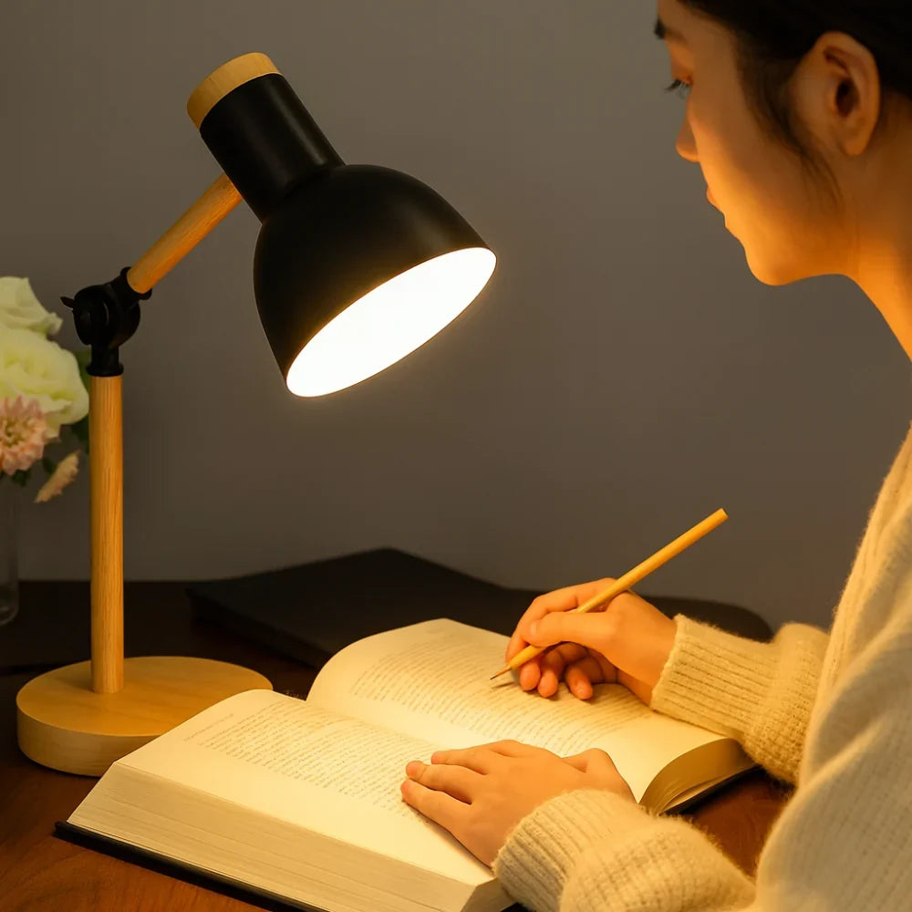 Desk Lamp Wood Adjustable Nordic Table Light