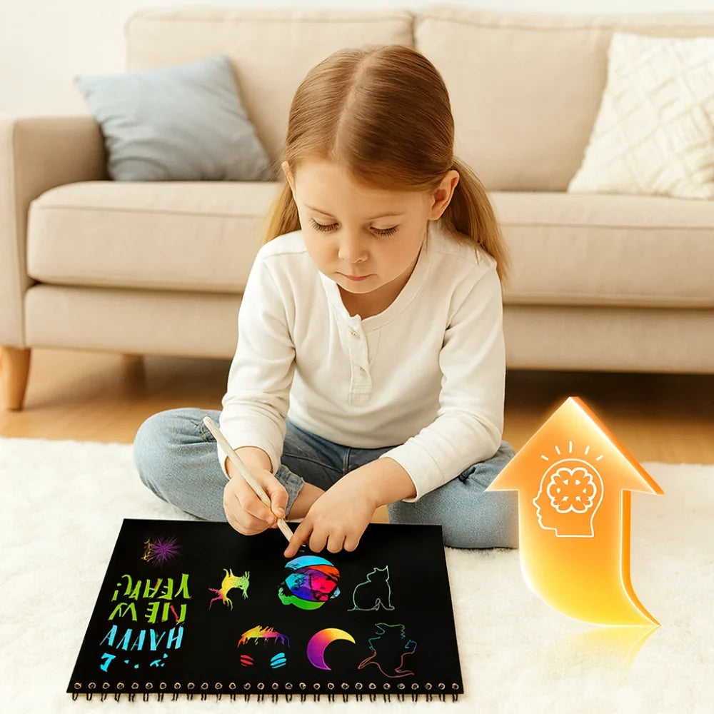 Drawing Paper Scratch Art Rainbow Craft Set