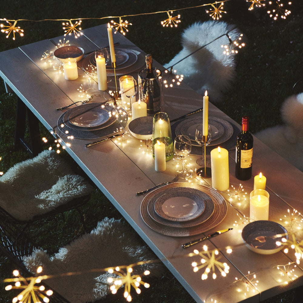 String Lights Starburst Copper Wire LED Cluster Garland