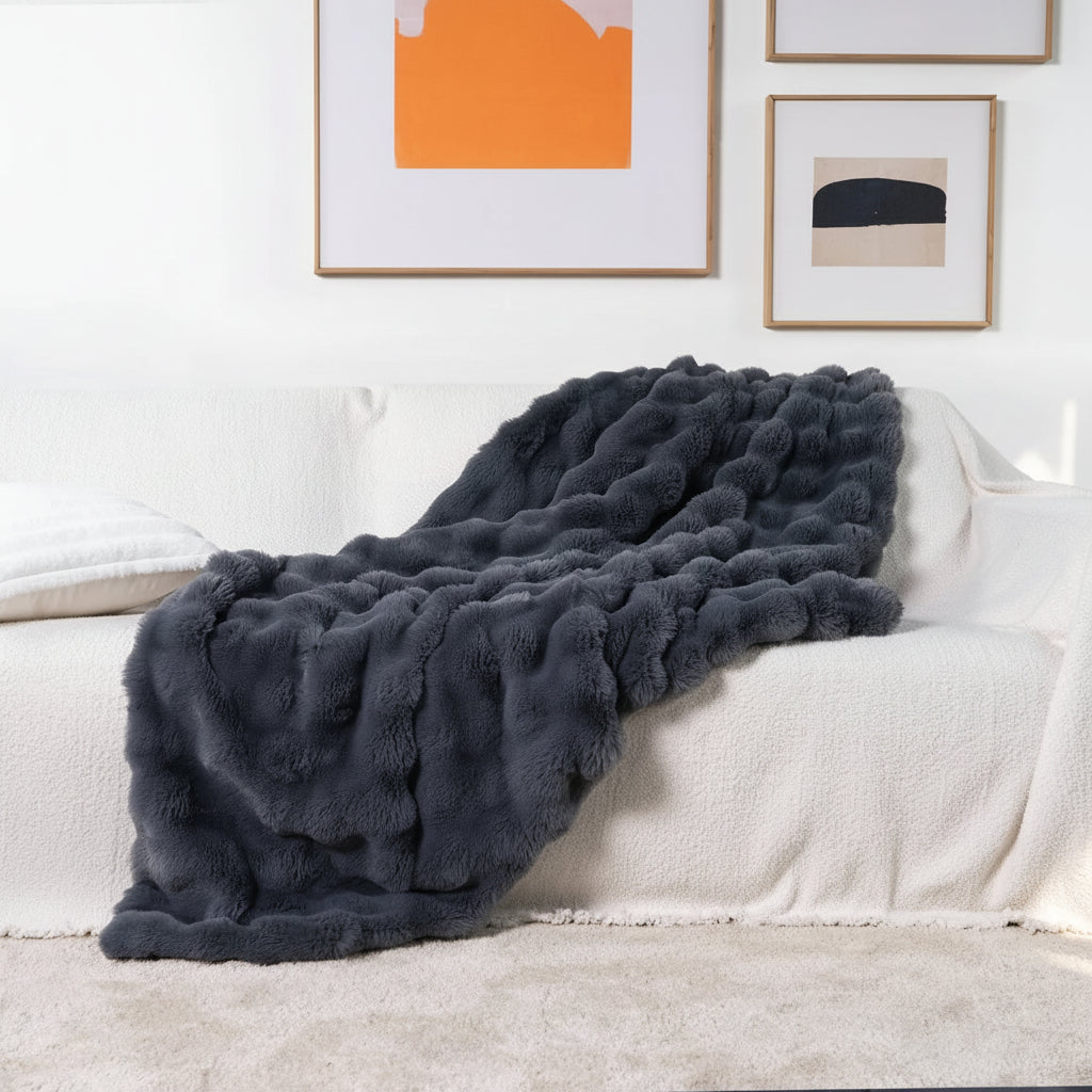 Throw Blanket Faux Fur Plush Soft Cozy Sofa Bed Cover