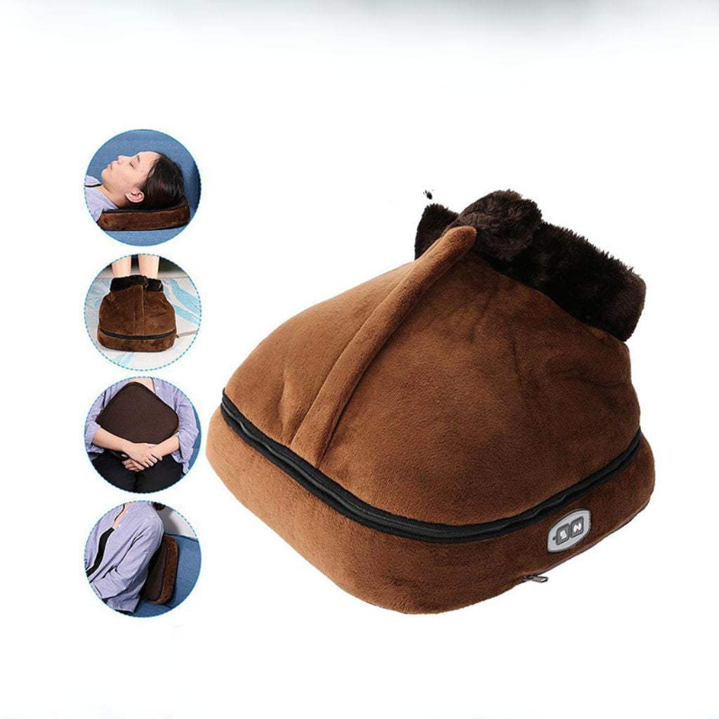 Foot Massager Heated Plush Vibration Slippers Cozy Relaxation