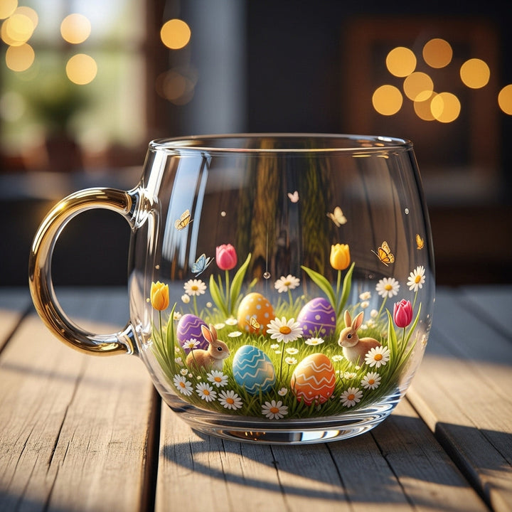 Christmas Glass Mug Winter Motifs Festive Hot Beverage Cup