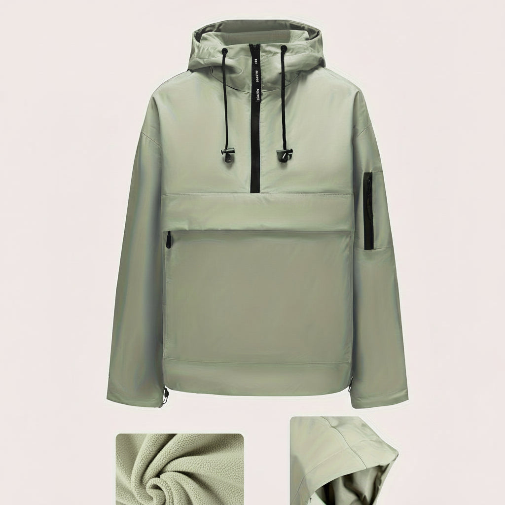 Hooded Jacket Casual Pullover Zipper Pocket