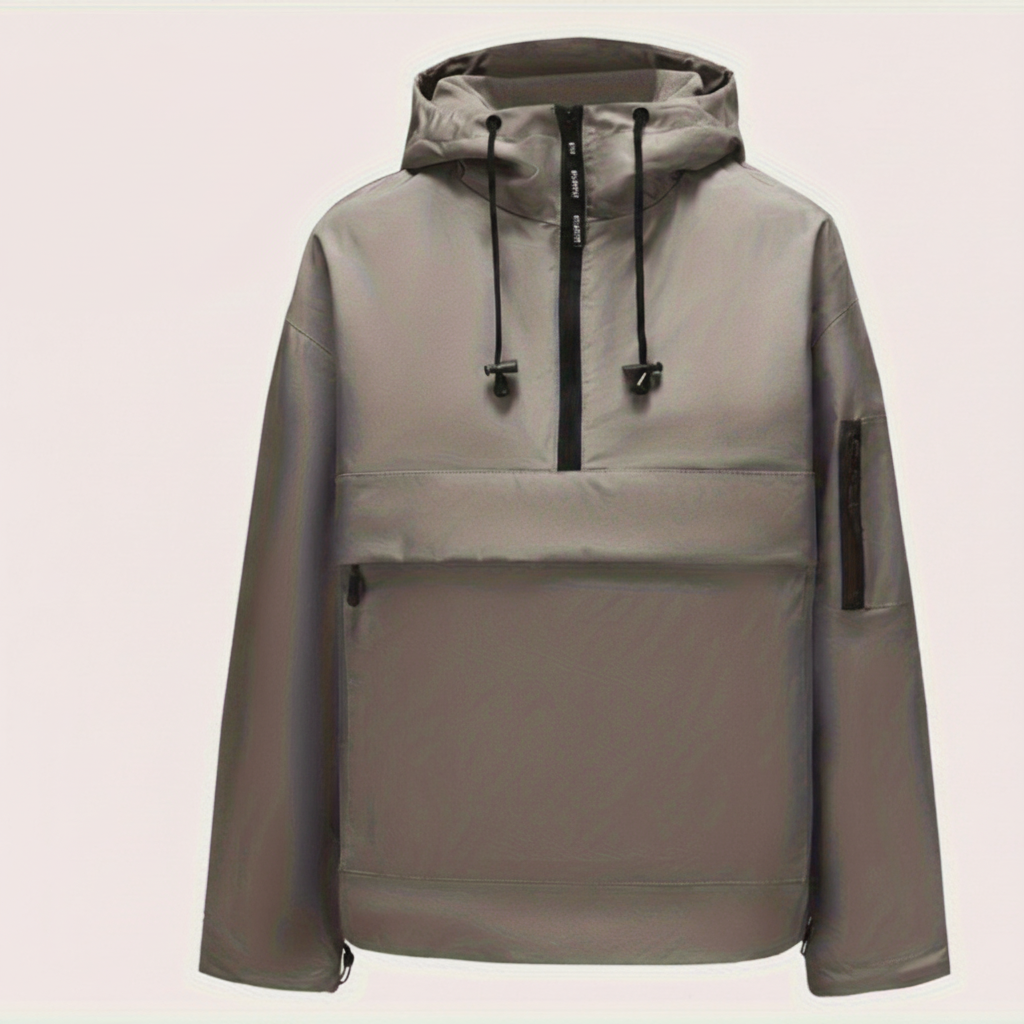 Hooded Jacket Casual Pullover Zipper Pocket