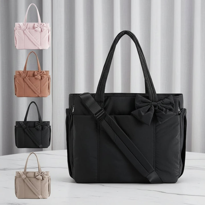 Tote Bag Womens Bow Nylon Shoulder Handbag Work Travel