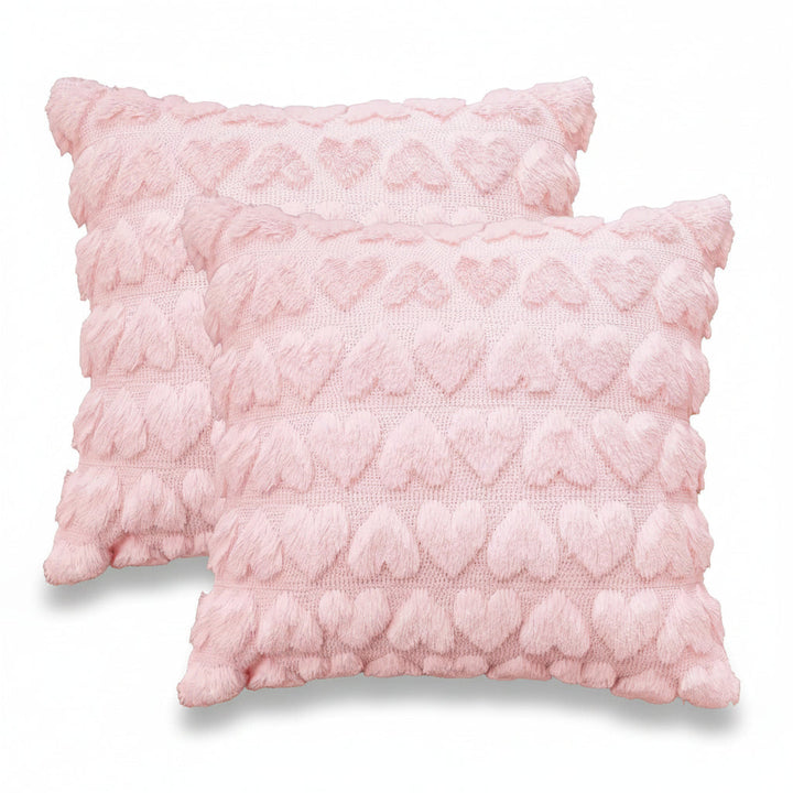 Pillow Covers Heart Pattern Pink Polyester Valentine Throw Covers