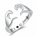 Ring Adjustable Hug Love Band White Gold Plated Zinc Alloy