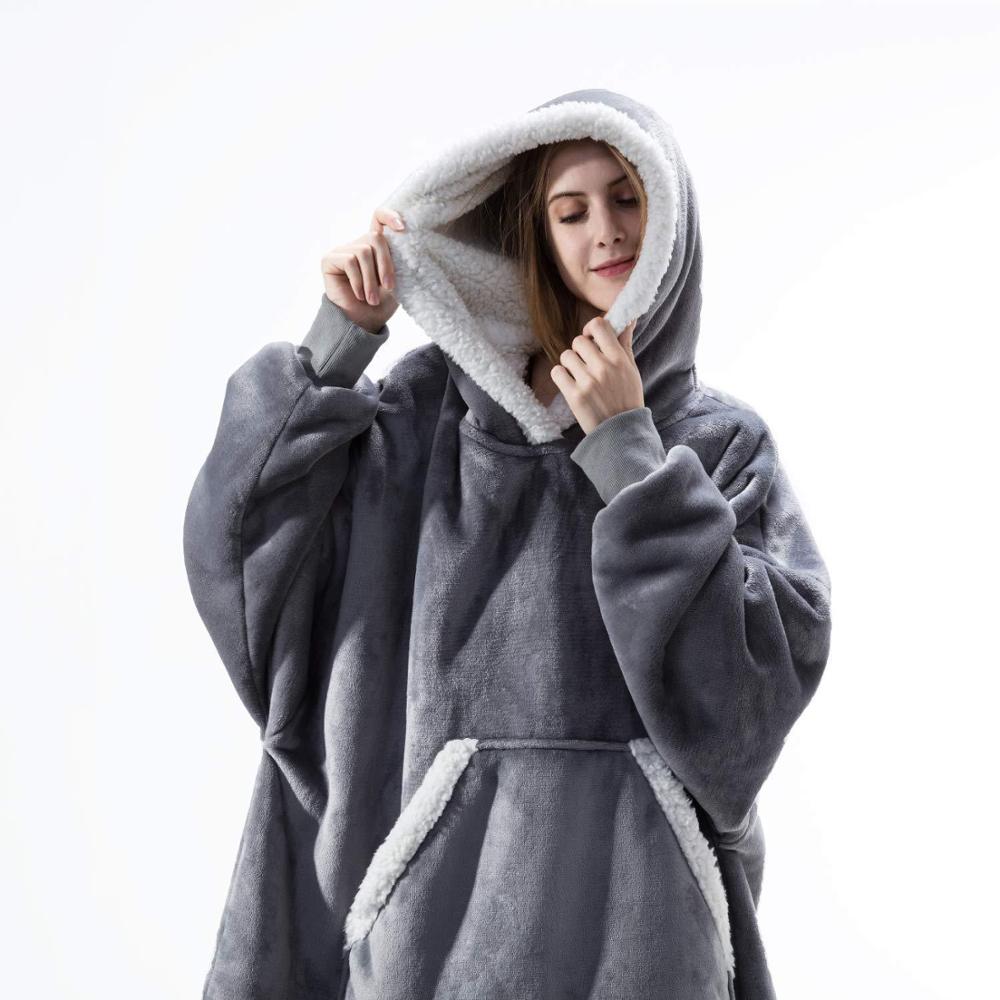 Wearable  Cozy Blanket Hooded Thick Warm Blanket