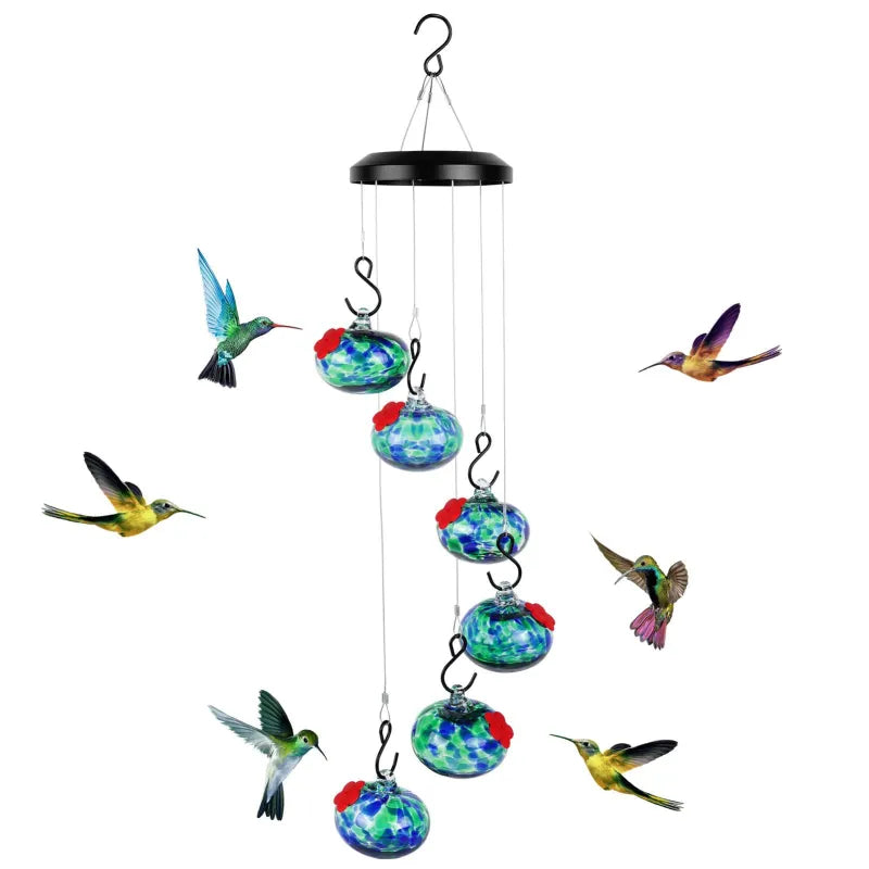 Hummingbird Feeder Wind Chime Garden Decor