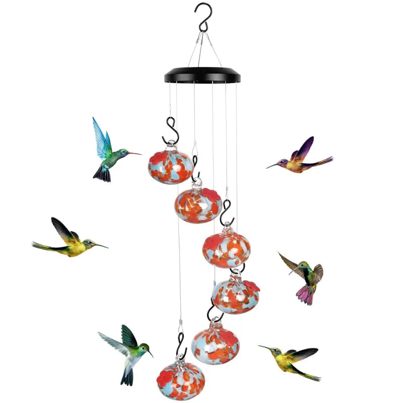 Hummingbird Feeder Wind Chime Garden Decor