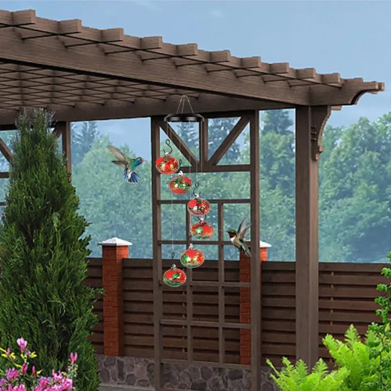 Hummingbird Feeder Wind Chime Garden Decor