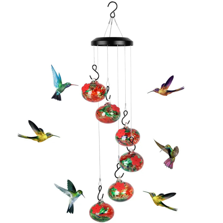 Hummingbird Feeder Wind Chime Garden Decor