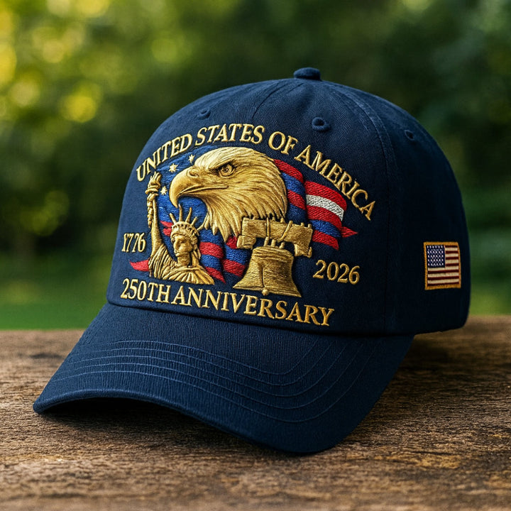 Men’s Baseball Cap Patriotic Eagle 250th Anniversary Veterans Hat