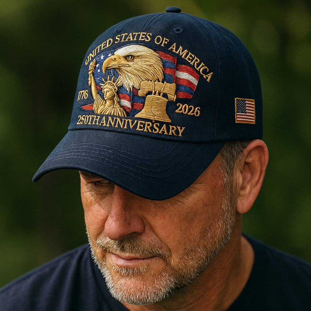 Men’s Baseball Cap Patriotic Eagle 250th Anniversary Veterans Hat
