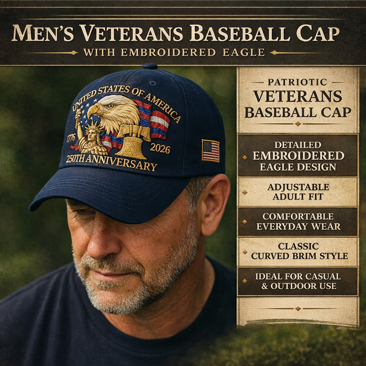 Men’s Veterans Baseball Cap Embroidered Eagle Hat