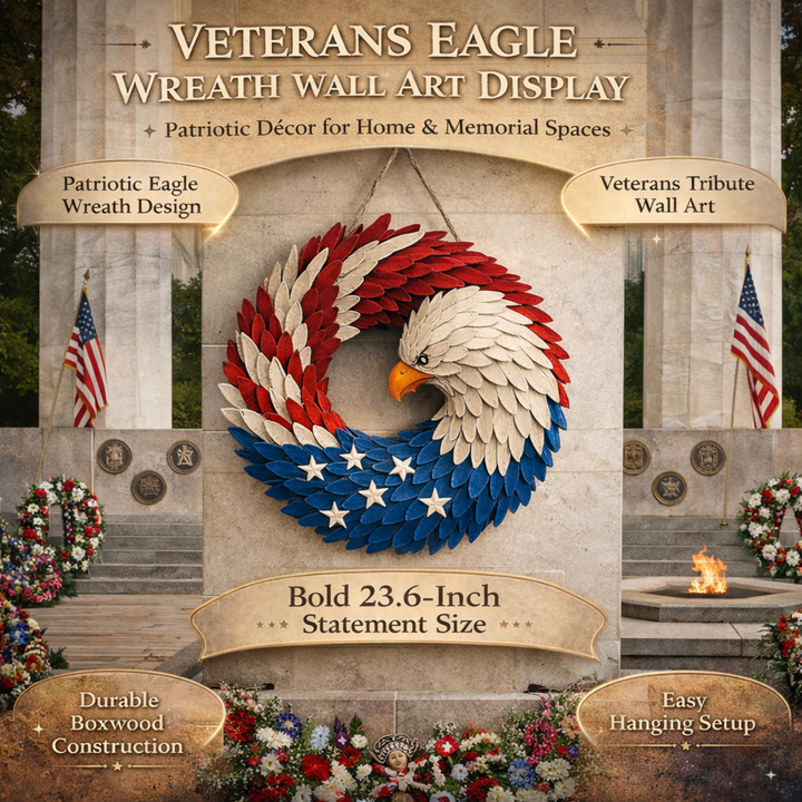 Wall Art Veterans Eagle Wreath Boxwood Memorial Wall Display