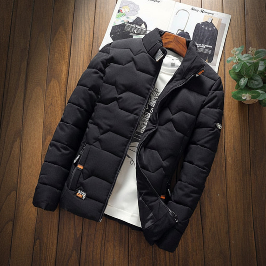 Mens Jacket Quilted Zipper Pocket Casual Wear