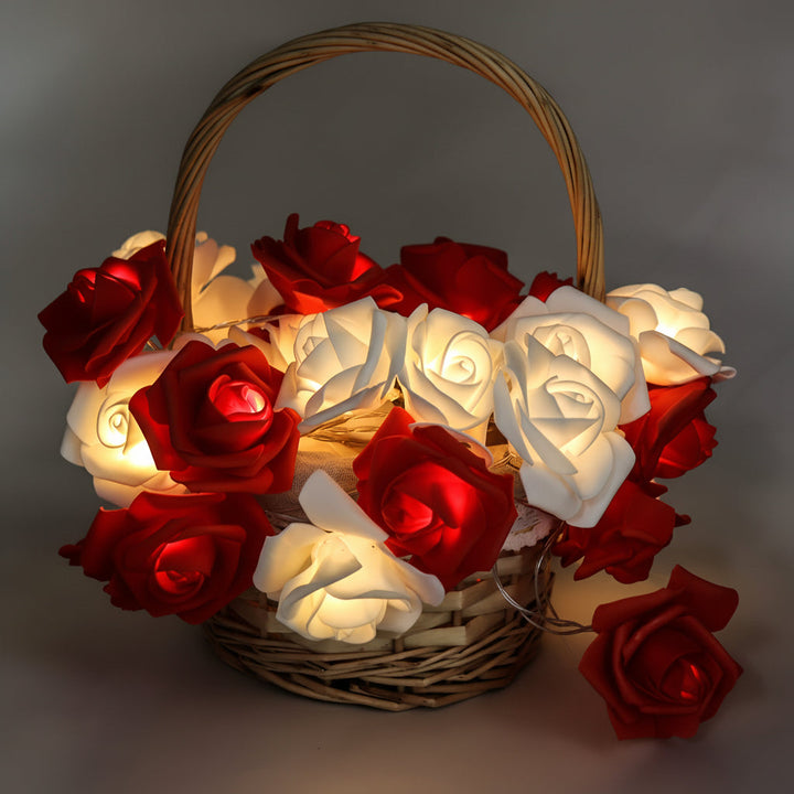 String Lights Rose Flower Battery Powered Romantic Decor