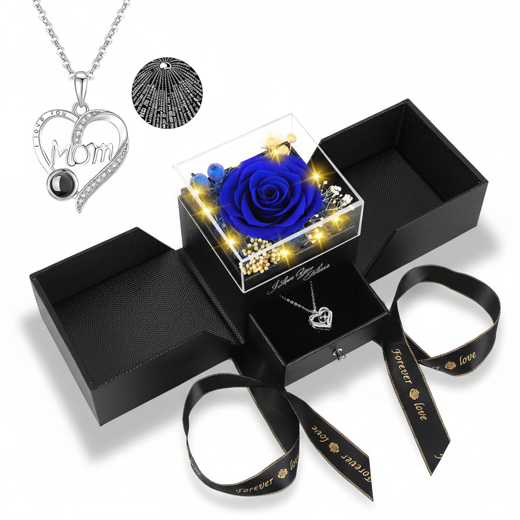 Rose Gift Box Preserved Eternal Flower LED Light Love Necklace