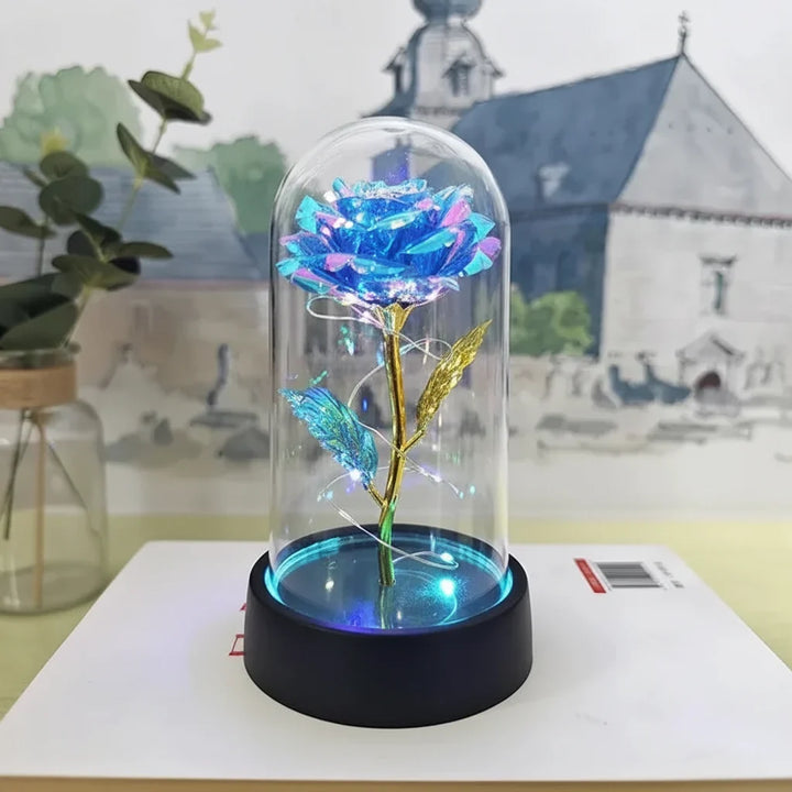 Table Lamp LED Rose Glass Dome Romantic Decorative Light