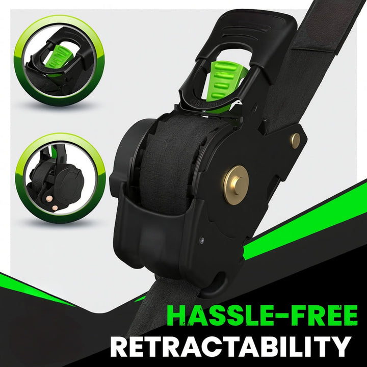 Ratchet Straps Cargo Retractable Tie Down Heavy Duty Hook Set
