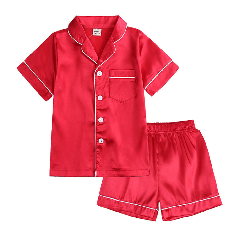 Kids Pajama Set Button Top Pants Sleepwear
